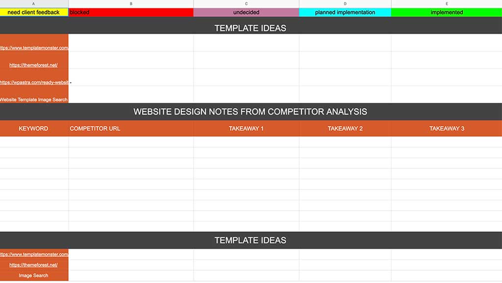 Competitor research worksheet