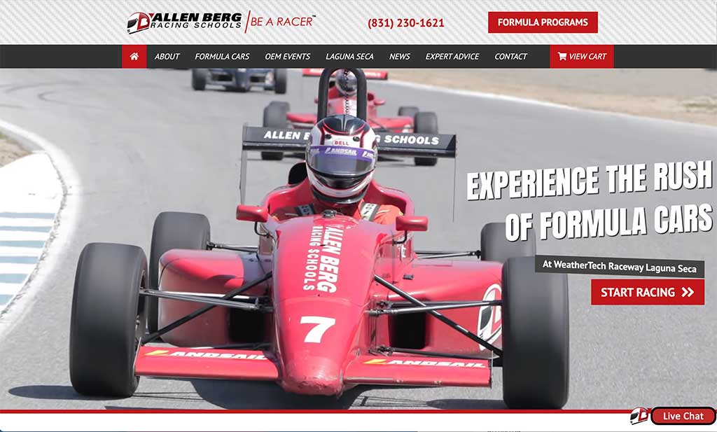 Allen berg racing schools website call to action