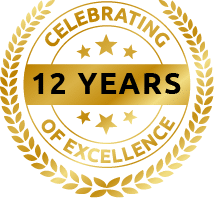 celebrating 12 years of excellence badge