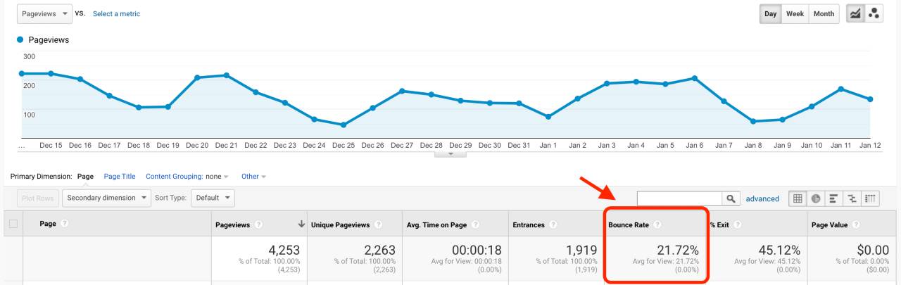 Bounce rate google analytics report