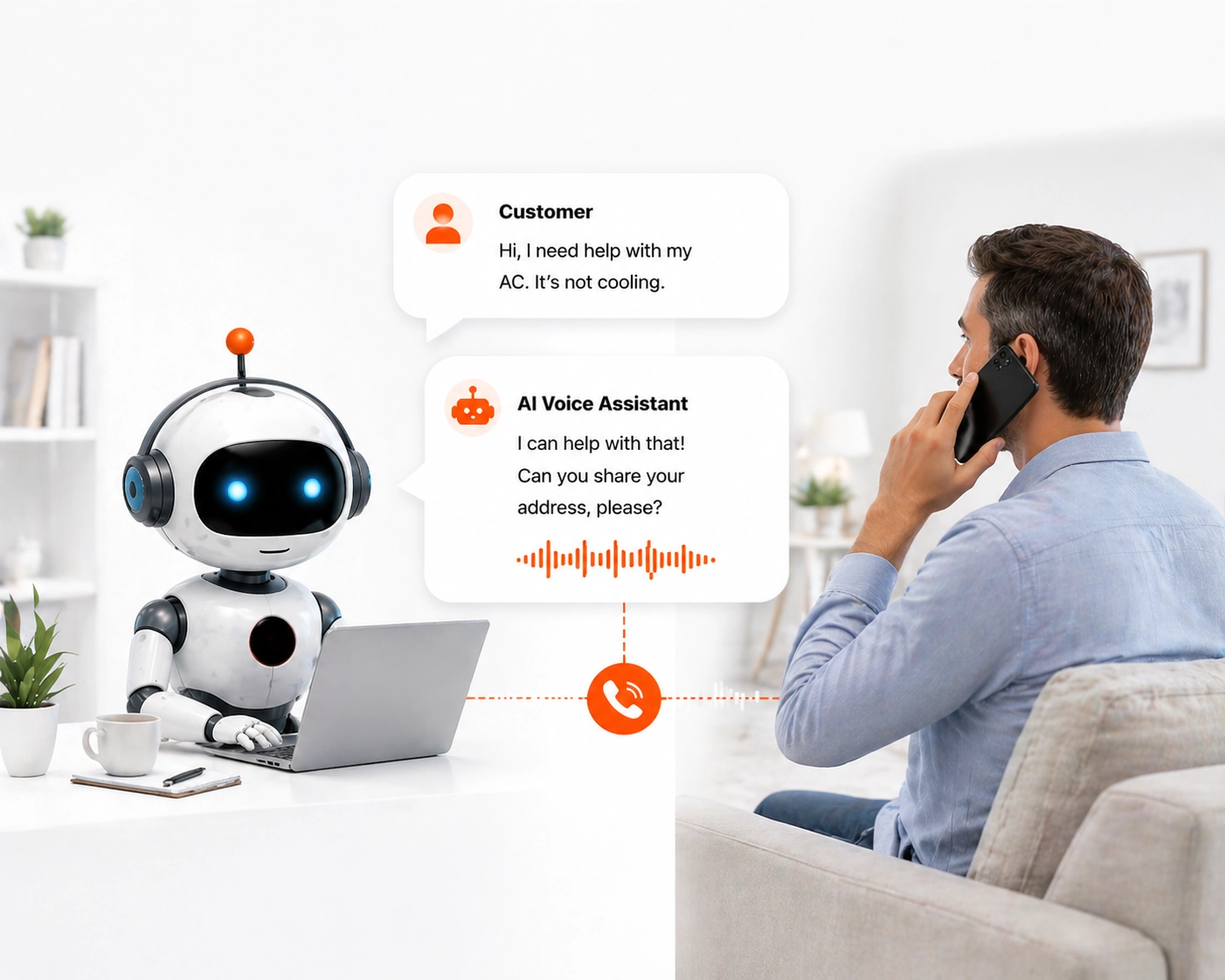 Ai voice calling feature showing ai handling the voice call