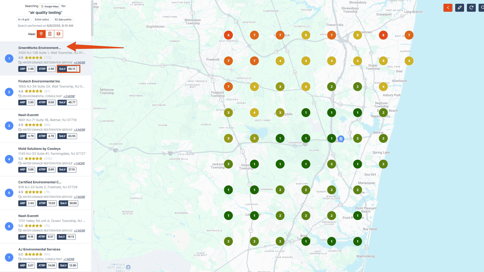 Air quality testing wall township, nj grid